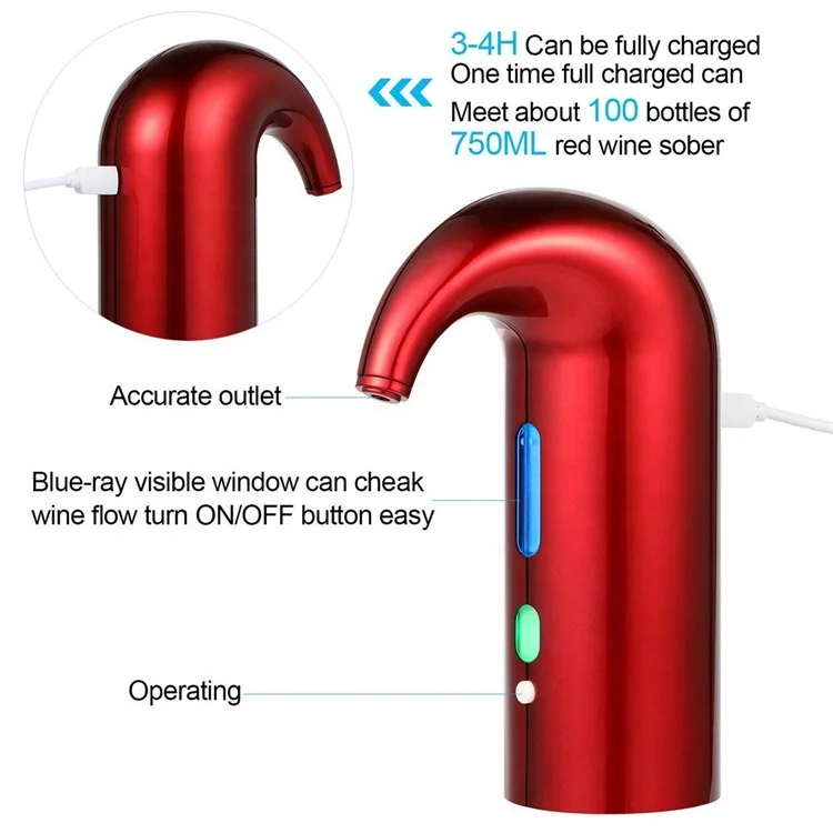 Electric quick wine aerator pourer smart automatic filter wine dispenser