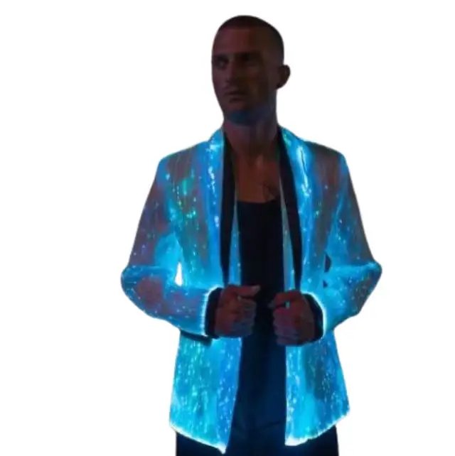 LED Optic Fiber Halloween Costume Luminous Blazer Adults Party Shows Dance Ballroom Wear Stage Performances Light Dresses Sets