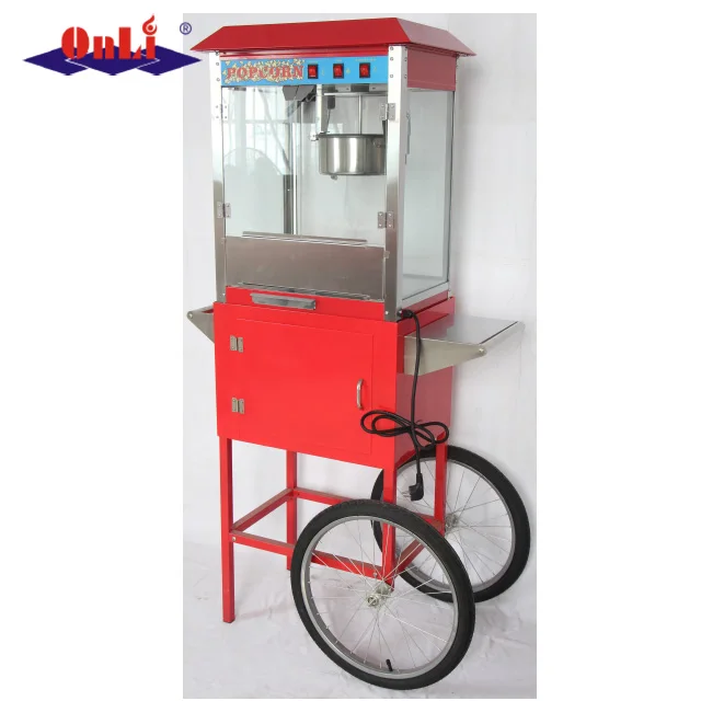
8 Oz electric stainless steel commercial popcorn machine maker with cart 