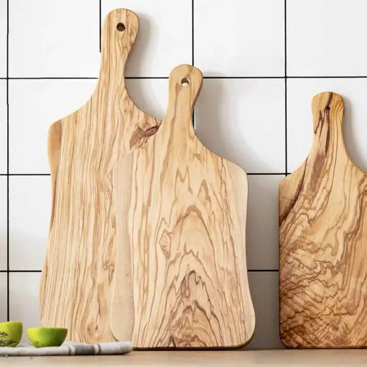 wholesale large raw edge rustic serving italian cheese chopping natural paddle olive wood cutting board