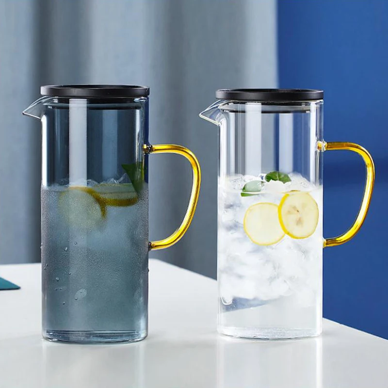 Glass Jug with Lid Heat-resistant Glass Water Carafe Water Pitcher Set Glass Cold Kettle With Lid