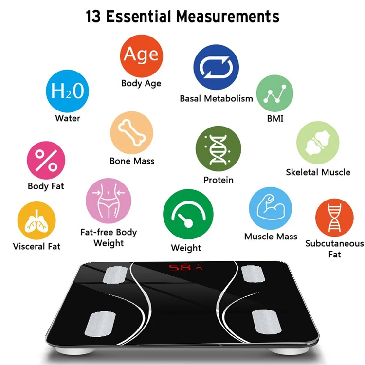 High Quality Glass bathroom Electronic Digital Body Fat Scale Smart BMI Personal Weighing Body Fat Weight Scale