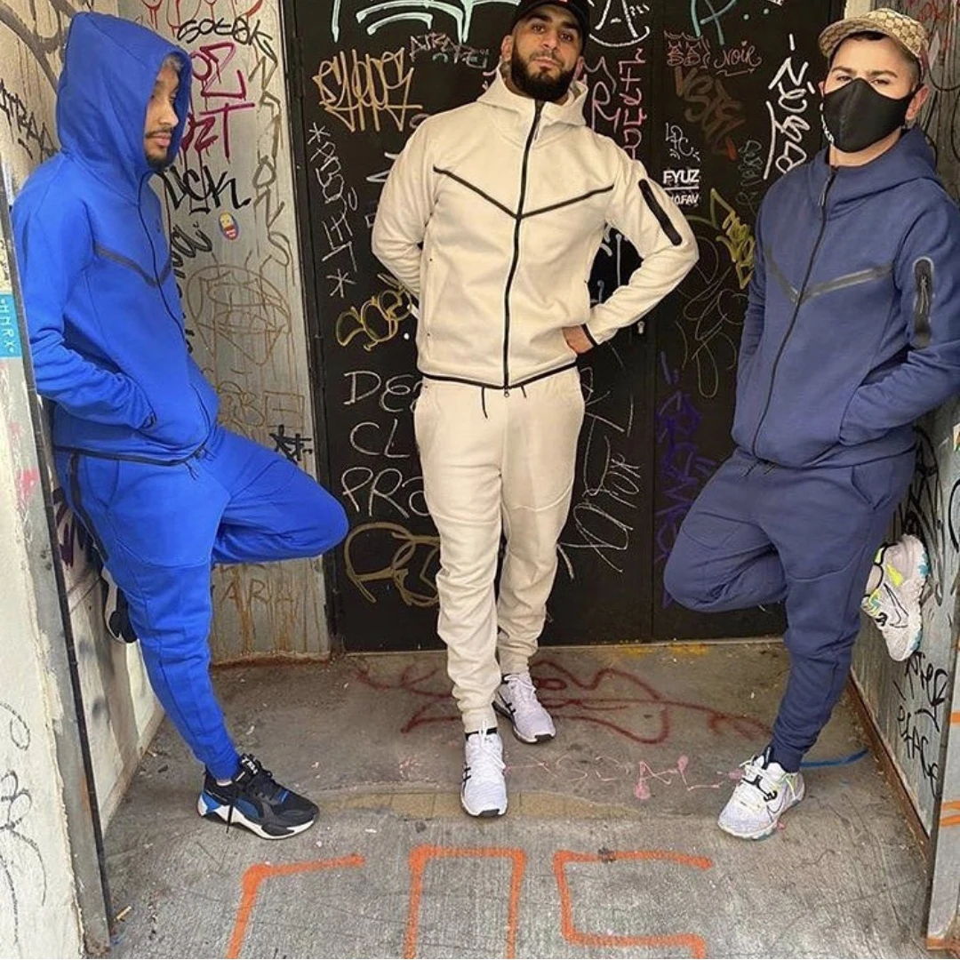 2022 100% Cotton Tech Fleece Customized luxury Brand Sport men Sweatsuit 2 pcs jacket with pant Jogging suit