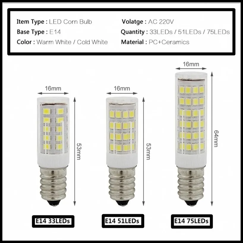 New E14 LED Mini Lamp 7W 9W12W 15W AC 220V 230V 240V LED Corn Bulb SMD2835 360 Beam Angle Replace Halogen Chandelier Lights