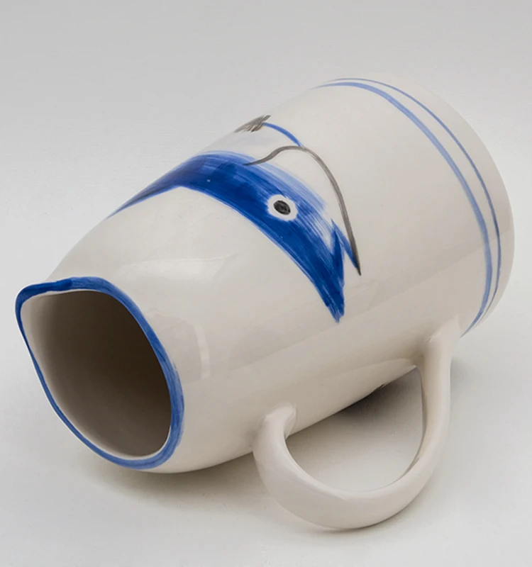 
Irregular Shape Fish Handpaint Stoneware Flower Pot Vase Ceramic Flower Planters with Handle 