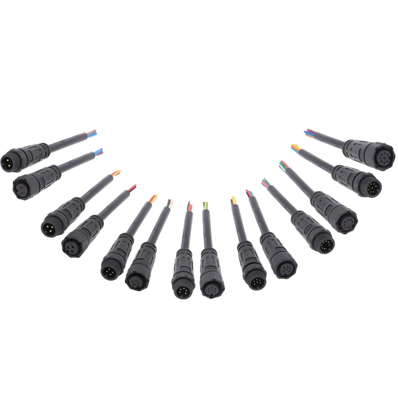 AHUA M12 2 3 4 5 6 7 8 pin sensor wire IP67 waterproof male female extension cable connectors