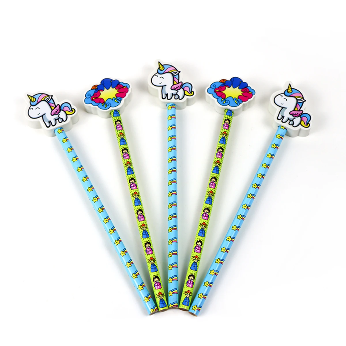 Factory Wholesale Promotion Personalised Logo Standard Pencil Wooden Multicoloured HB Pencil With Eraser