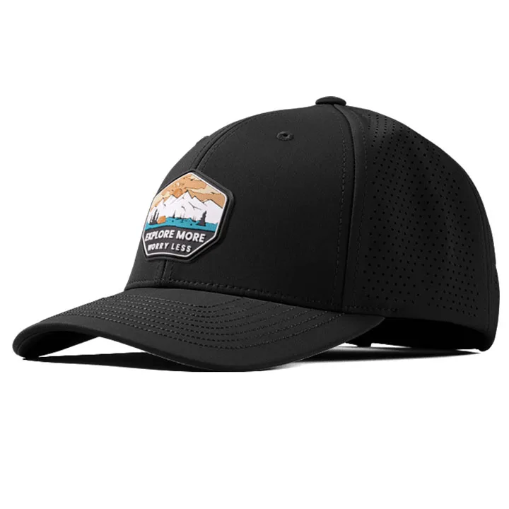 Custom Men 6 Panel Navy Blue hat with rubber patch Logo Perforated Laser Cutting Hole Drilled Baseball Hat,Waterproof Sport Cap