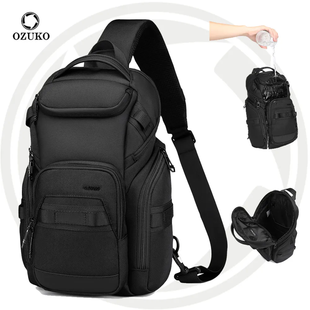 Ozuko 9809 Sling Bag Crossbody With Convertible Shoulder Strap For Men Hiking Daypack Multipurpose Cross Body Men Chest Bag
