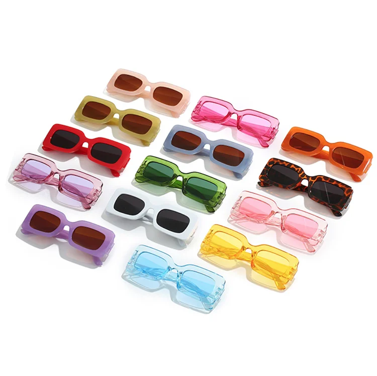 Bulk Buy Funky Sunglasses Retro Vintage Fashion Ladies Shades Jelly Trendy Small Rectangle Women Transparent Sunglasses