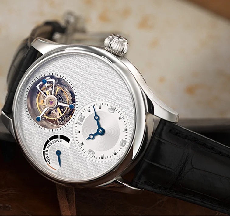 Latest Italian cow leather strap power show tourbillon men mechanical watch