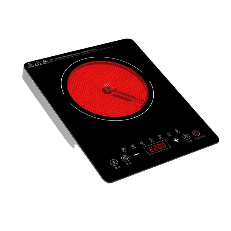2000W Single burner  Black crystal plate Electric BBQ Stove SS body with Handle touch +Knob control  Infrared Cooker
