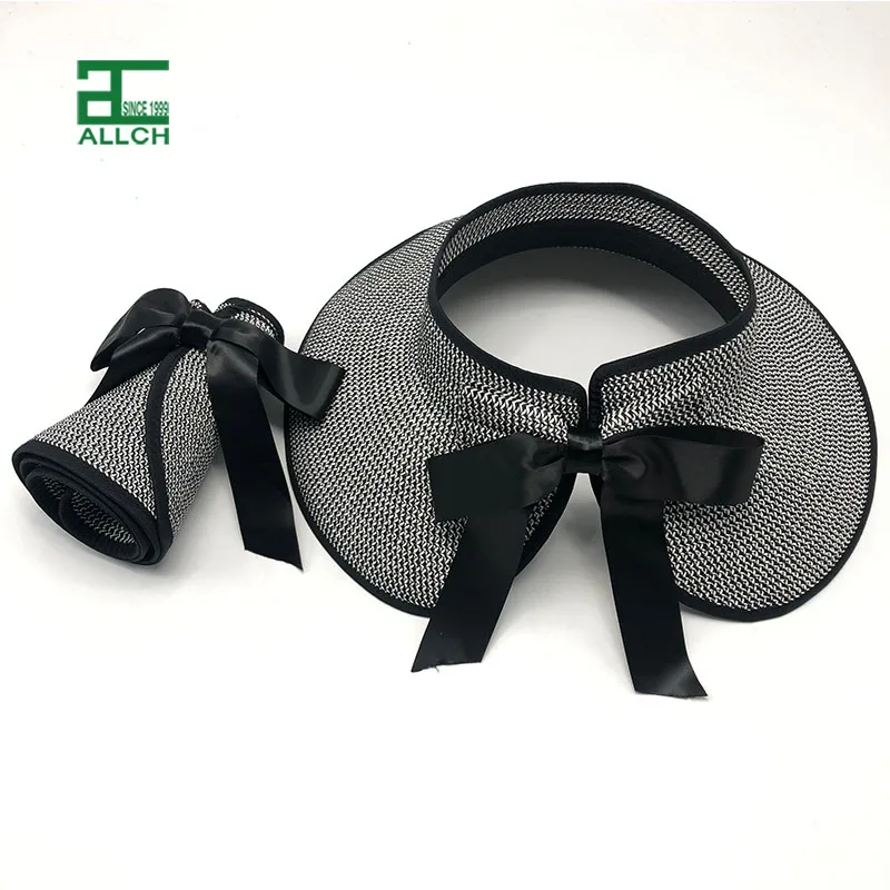 Allch ready to ship amazon best selling ladies summer visors beach hats luxury summer wide brim women straw hat