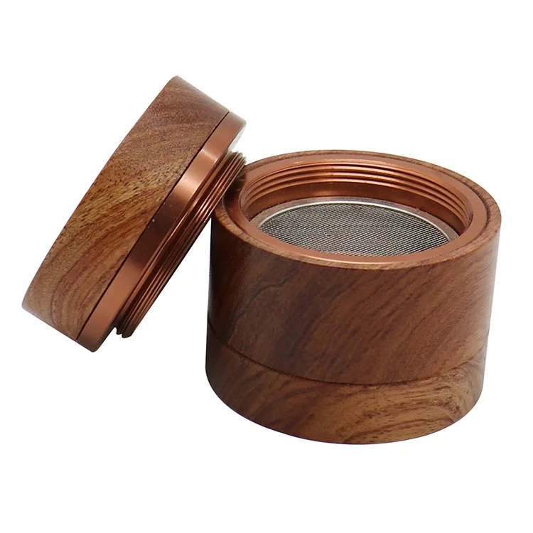MUXIANG Custom logo wooden hand tobacco grinder  herb  elegant shape 4 pieces 60mm crusher