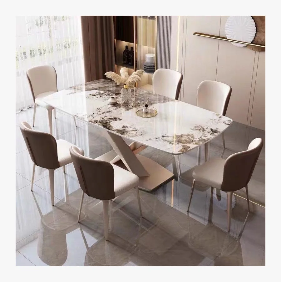 Italy Design Banquet Concrete Stone Top Commercial Rectangle Marble Dining Table Set 10seater Dining Table Decoration