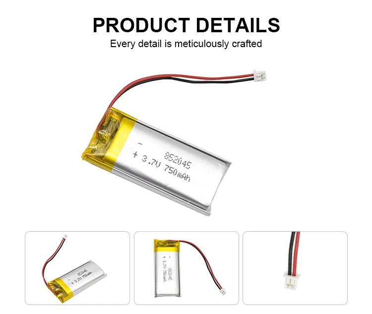 Smart device ultra thin 750mAh lithium lipo battery pack Rechargeable LP852045 750mah Lithium Ion Polymer Battery