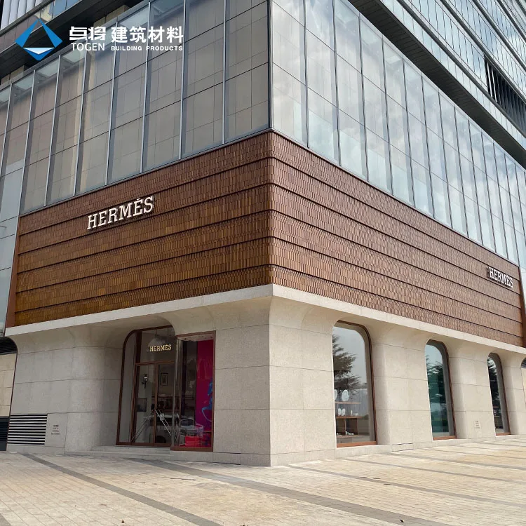 T80*357*318mm Togen Exterior Terracotta wall facade panel variation dark brown terracotta brick