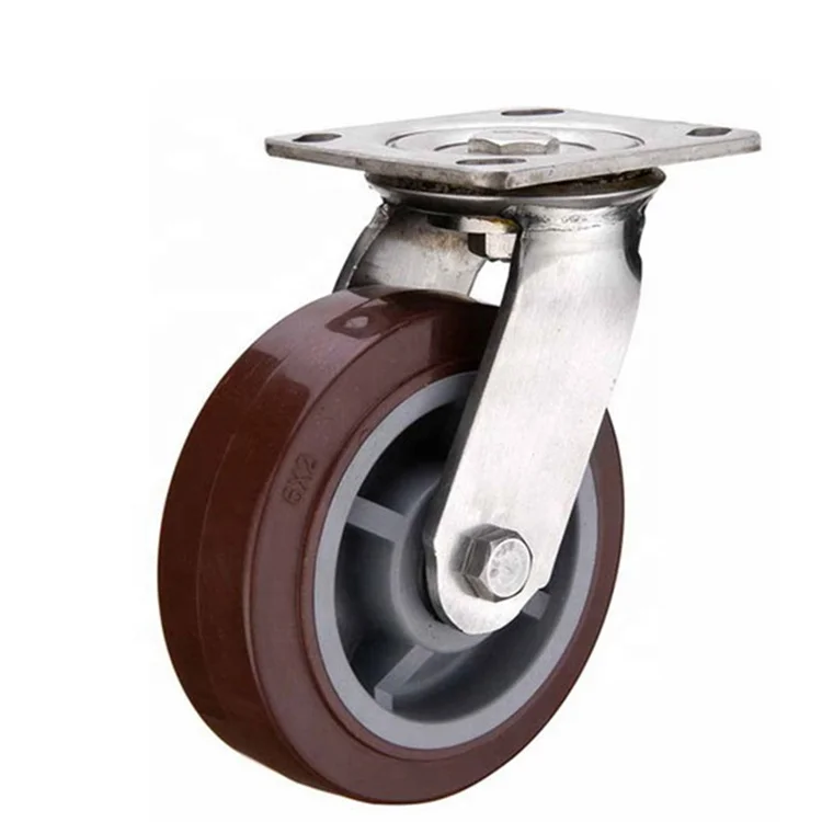 Stainless steel polyurethane caster heavy duty 4 inch to 8 inch wheel 304 stainless steel caster