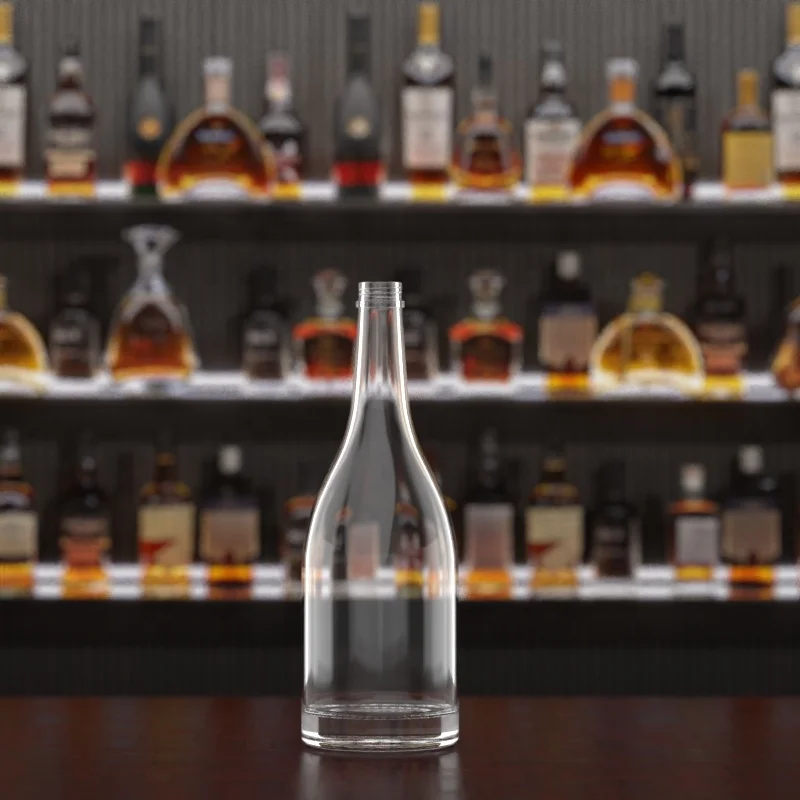 popular selling  round shape glass brandy bottle screw cap for distillery