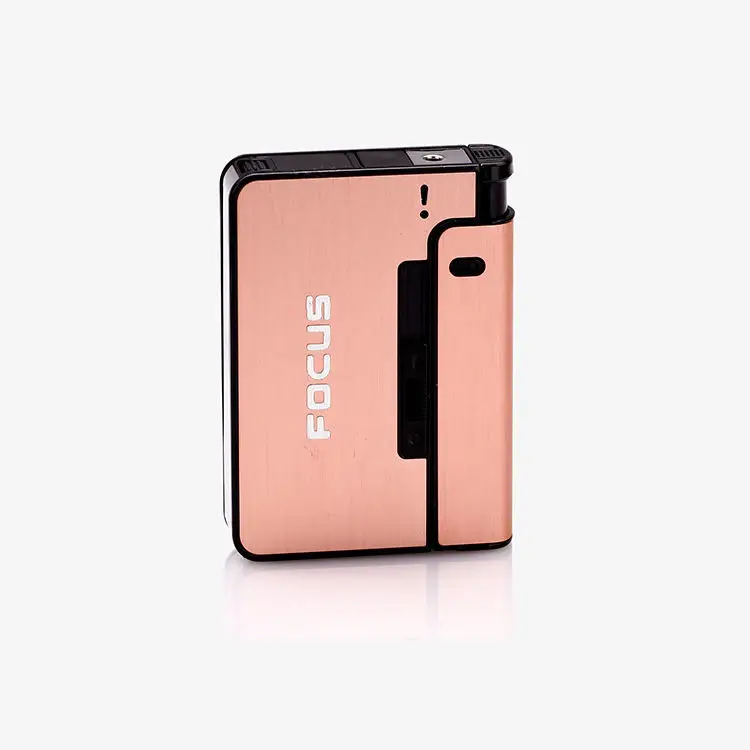 KY 10pcs Multi-function Automatic Waterproof Portable Vintage Metal Focus Cigarette Case with Lighter