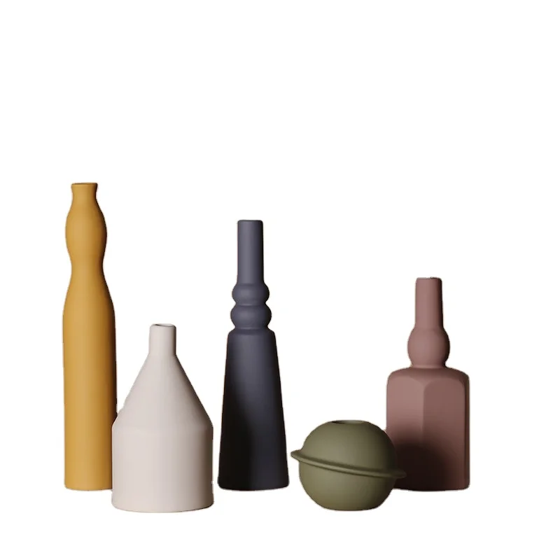 Nordic style Morandi color CreativeinsCeramic dried flower vase Living room flower arrangement simple home decoration ornaments