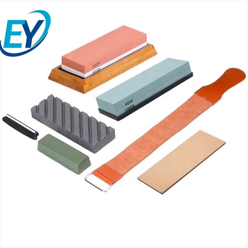 Double Sided Whetstone 400/1000 and 3000/8000 Professional Manual Natural Sharpener Stone with Non-Slip Base
