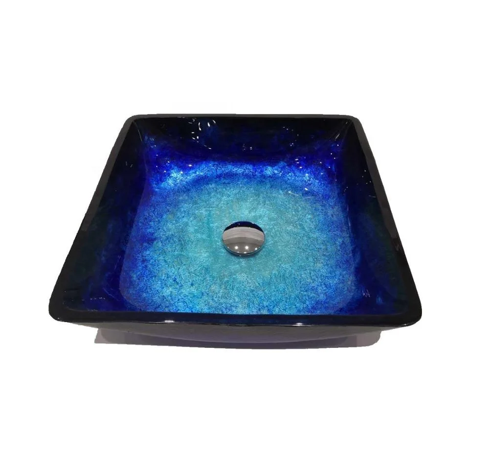 Fanwin CUPC Certification Italy blue tempered glass bathroom wash basin washroom basin sink