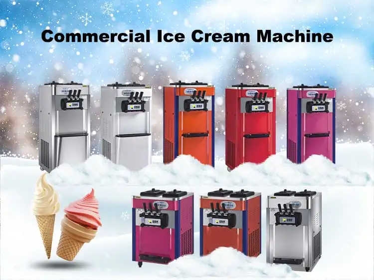 Factory price 2 +1 flavors soft ice cream machine for snack food store
