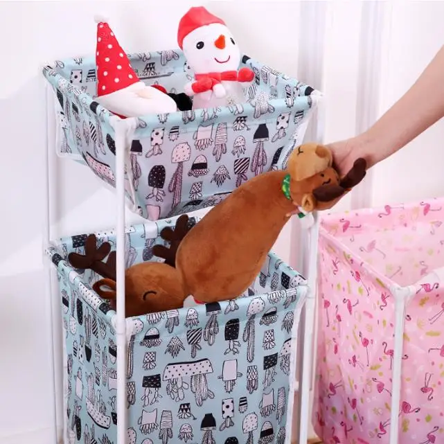 Waterproof Oxford Cloth Dirty Cloth Basket Double Bathroom Washing Sorter Dirty Cloth Storage Basket
