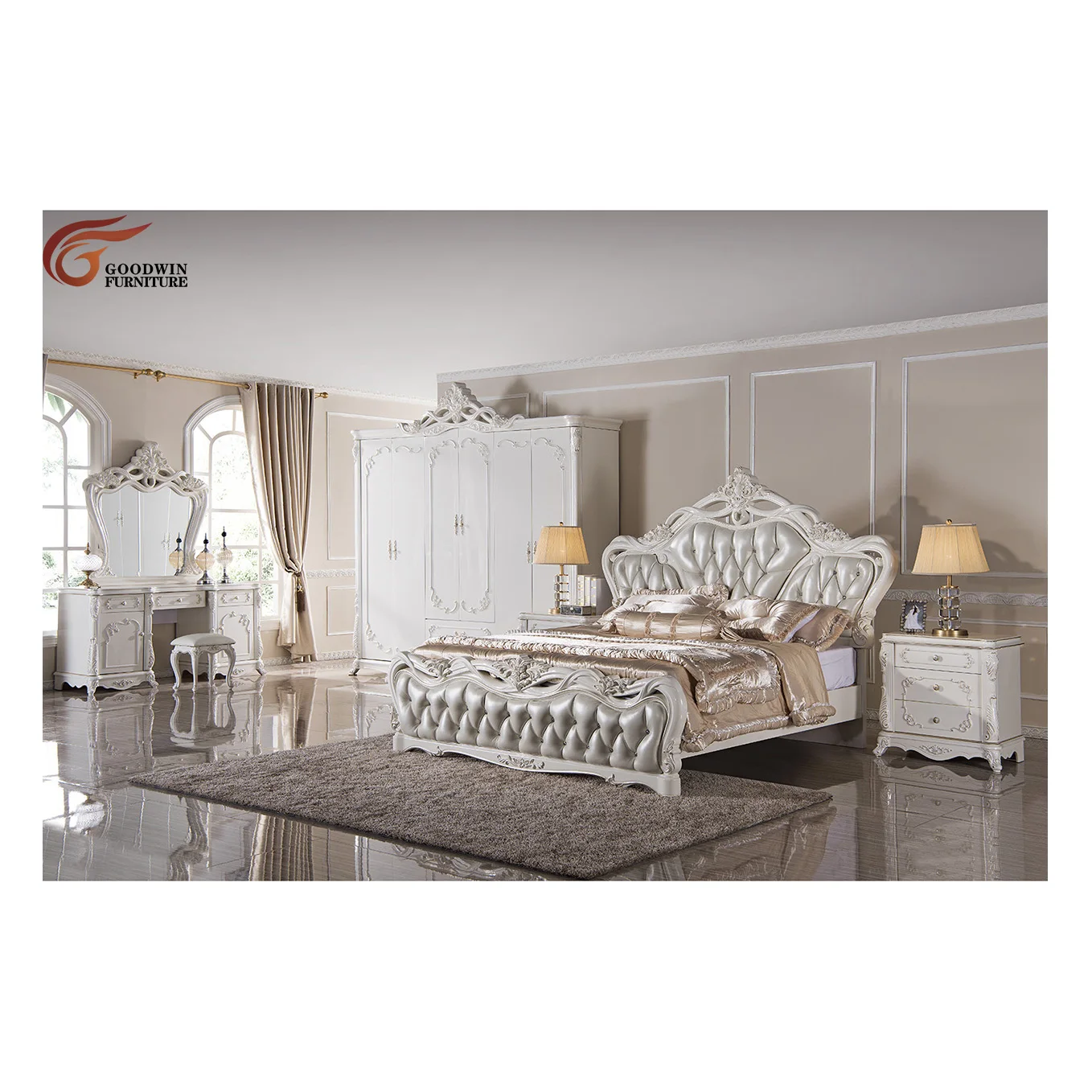 Goodwin Best Selling Cheap Price Home Use Bedroom Decor Bedroom Dresser Bed Set Furniture Bedroom GD31