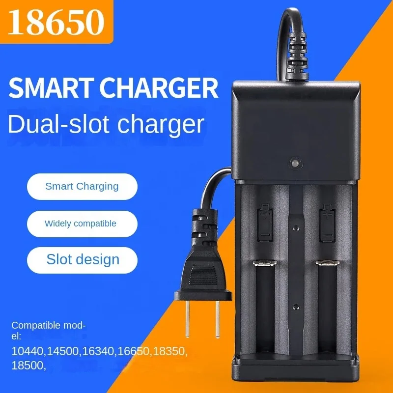 1/2 Slots AC 110V/220V 18650 Battery Charger for 3.7V Rechargeable Lithium 10440 14500 16340 16650 14650 18350 18500 Batteries