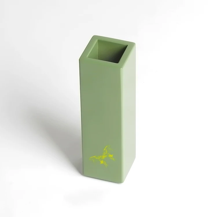 Low moq Custom logo printed acrylic luxury hotel  guest room accessories decorative resin   vase