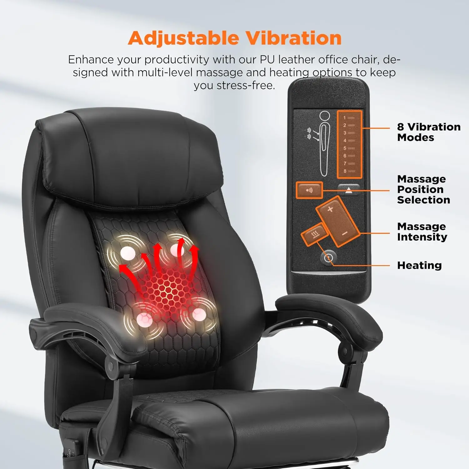 Best Executive Chair Black Reclining Ergonomic Home Office Furniture Revolving Lifting Massage Office Chair with Heat Footrest