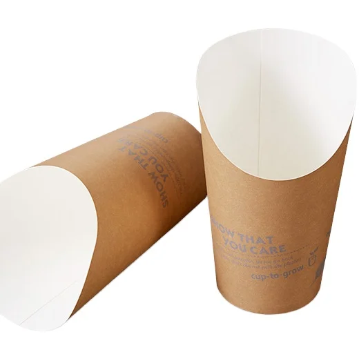 Printing Kraft Paper Chip Cup Snacks Scoop Cup custom logo French Fries Chips chicken neggets take out packaging