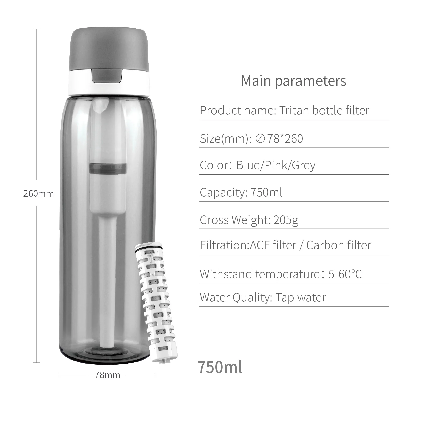 Portable camping mini personal sport filter Outdoor Water Purification Bottles Customized   Bpa Free outdoor filter