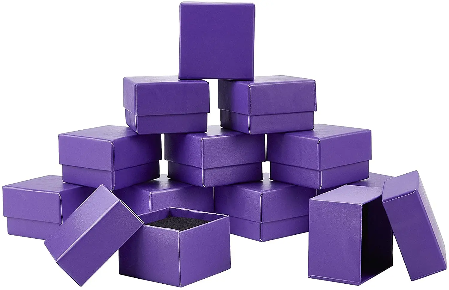 Purple Cardboard Paper Jewelry Box Small Gift Packaging Box With Paper Divider