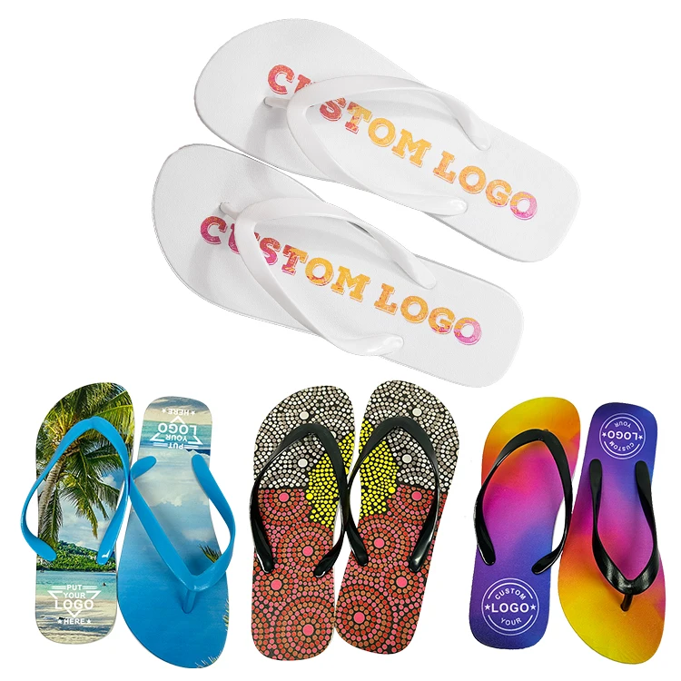 Summer Outdoor Rubber Slippers Beach Logo Printed Casual Summer Flat Sandal Flip Flops Women