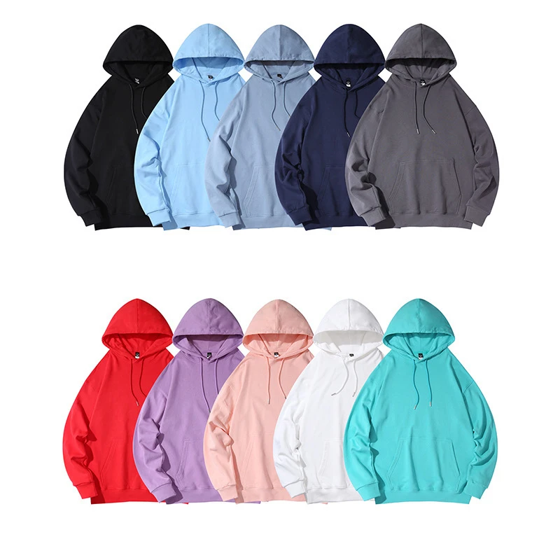 wholesale high quality custom logo printed blank hooodie solid cotton sweatshirts men hoodies