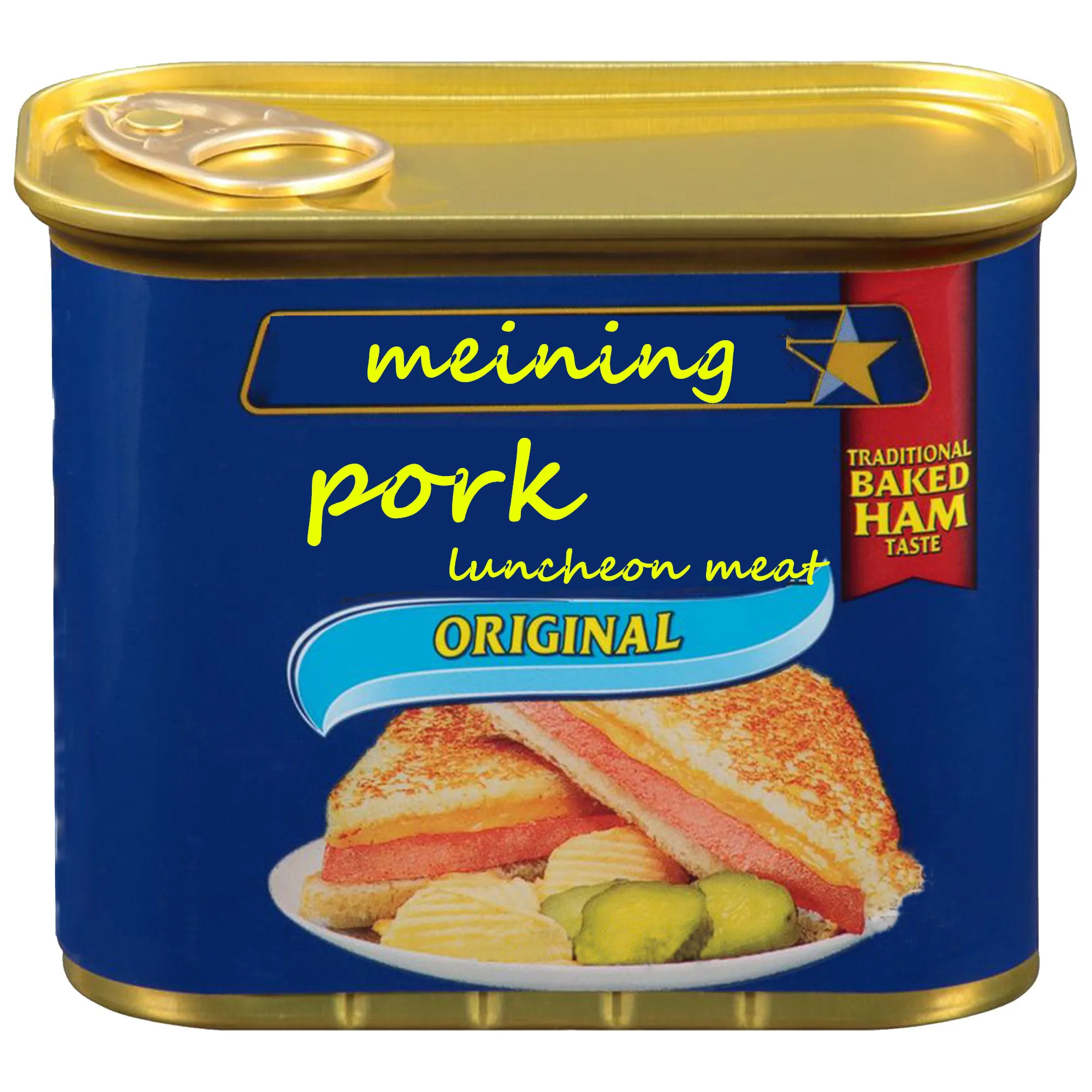 Factory direct delicious high quality picnics camping  canned  340g pork luncheon meat