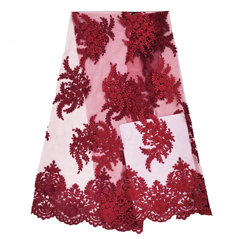 Factory stocks cheap price customized colors plain french embroidered lace dress fabric