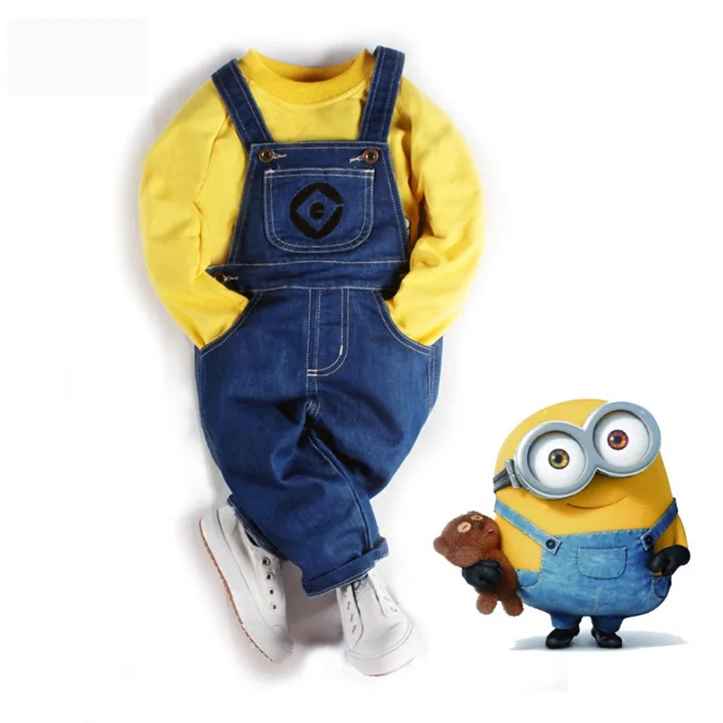 
Role-playing Selling Minion hero of children Kids costume Minion Sweatshirts cosplay Baby denim overalls Minions Sweater suit 