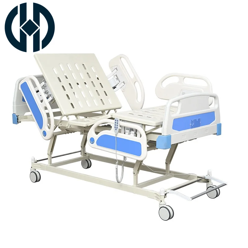 Electric motor Hospital Movable Adjustable Nursing Bed 3 functional high quality hospital bed with ABS guardrail