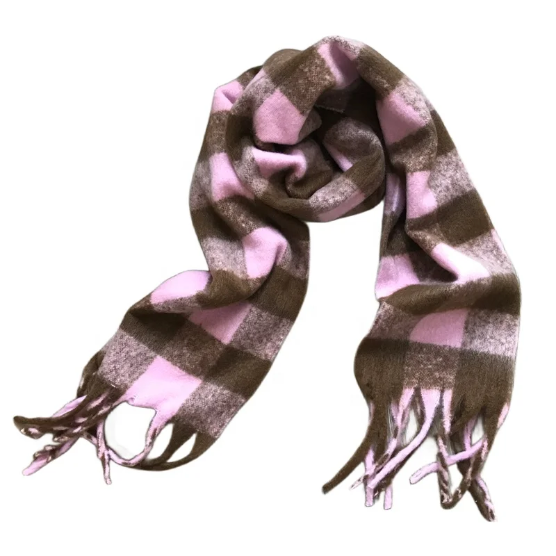 Knitted Super Soft Thick Warm Contrasting Lattice Scarf for Winter