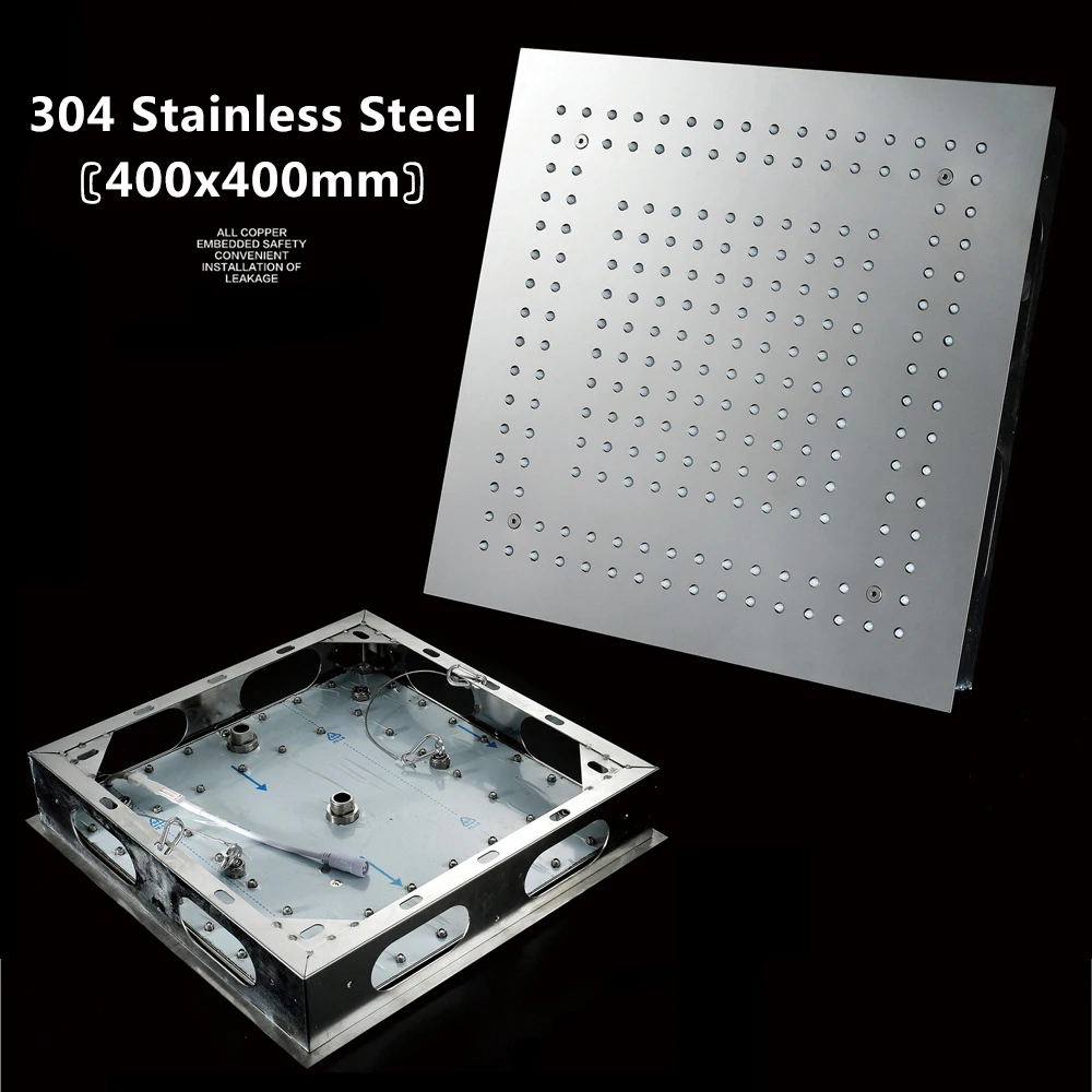 HIDEEP Bathroom Luxury Rainfall Small Rain Shower Square Showerheads Ceiling Mounted 16 Inch Phone Control LED Light Shower Head