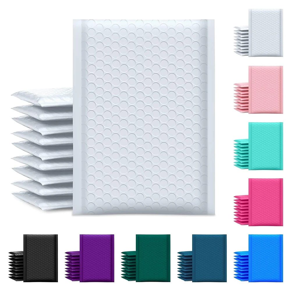 Customized Logo Black White Pink Foil Metallic Poly Padded Envelopes Printed Shipping Bags with Bubble Mailer for Mailing