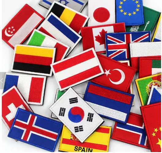 2023 Wholesale Custom Football Sports Accessories 3D Country Embroidery Badge National Flag Patch
