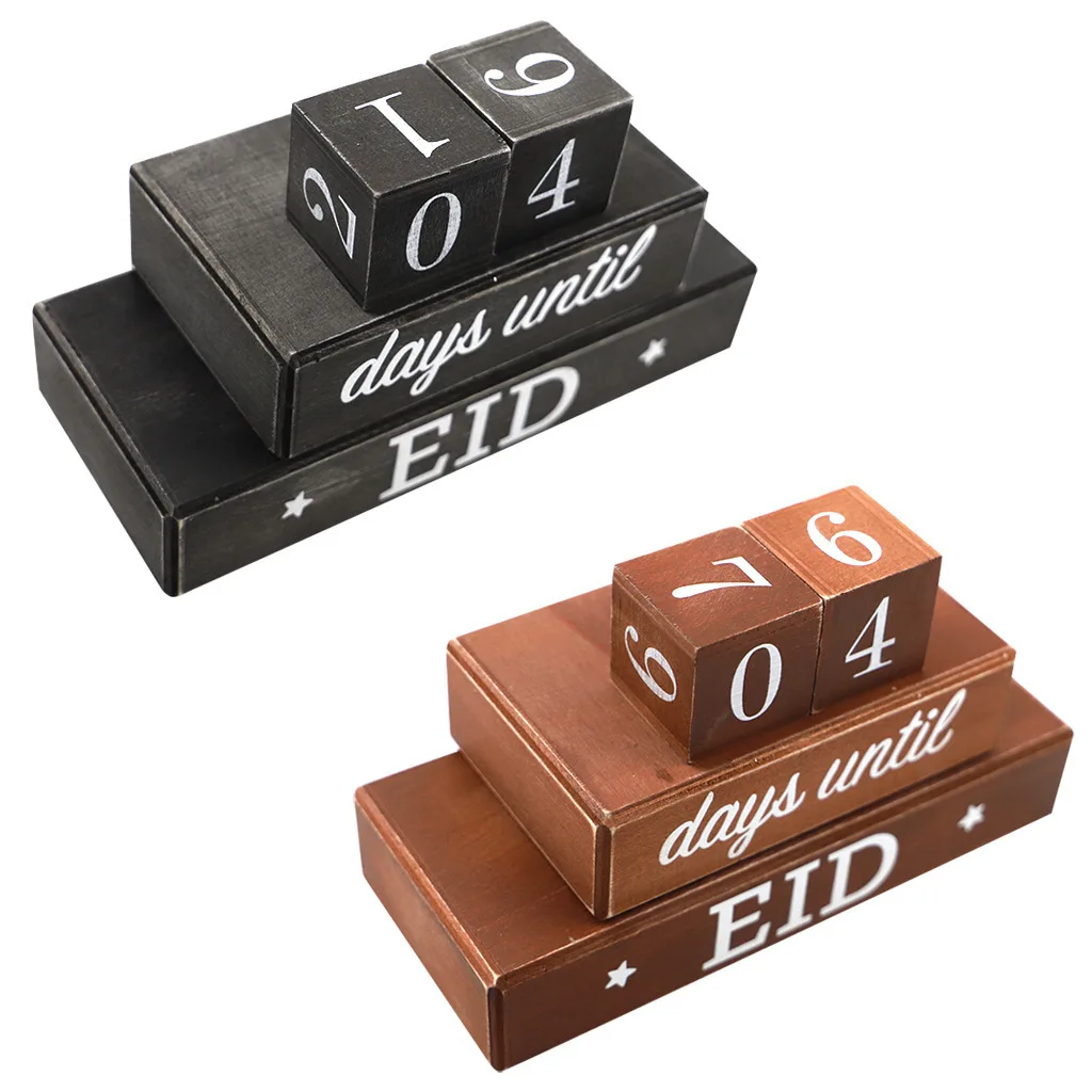 Ramadan Home Table Decoration Bamboo Countdown Desk Calendar Ornament Wholesale Wooden Eid Mubarak Decorations Calendar