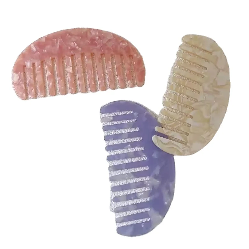 LIFENG korean Portable Wide Tooth Cellulose Acetate Comb retro pink Hair Brush acrylic combs for lady girl