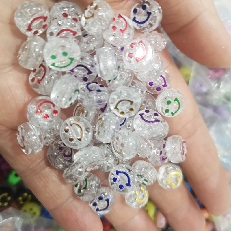 Wholesale 6mm*10mm 1650pcs/bag Plastic Acrylic Smile Face Beads Smiley Round Disc Beads For Jewelry Making
