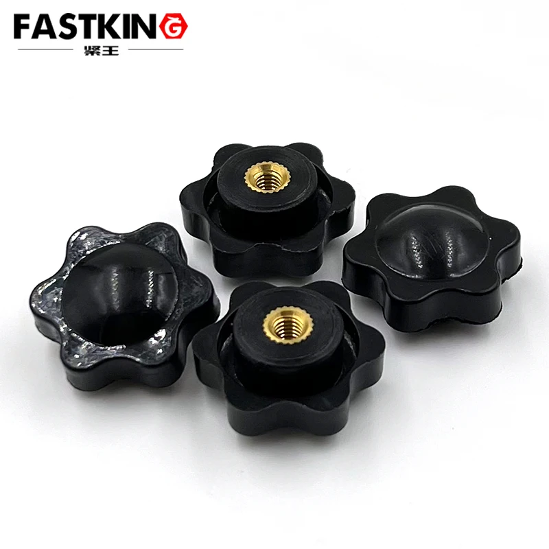SS304 Plastic star knob thumb nuts with brass thread insert